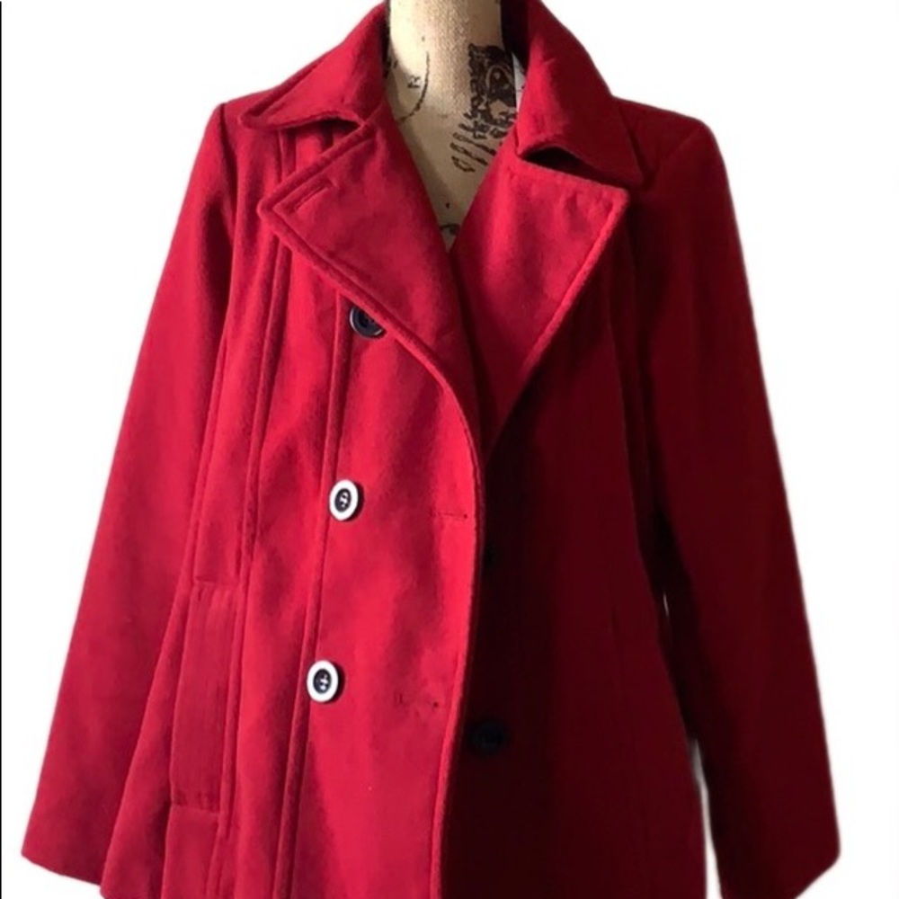 Red Pea Coat 🧥 by Avenue.